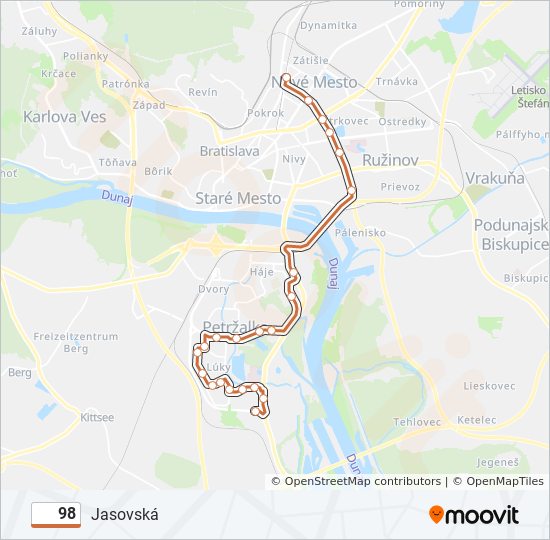 98 autobus Mapa linky