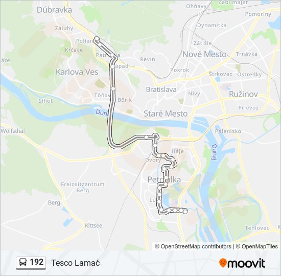 192 autobus Mapa linky