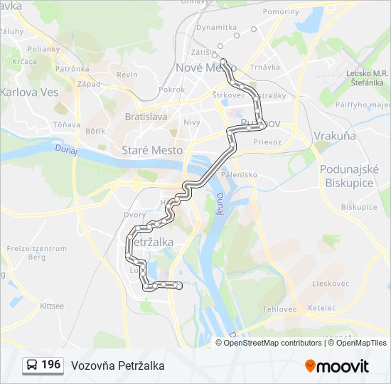 196 autobus Mapa linky