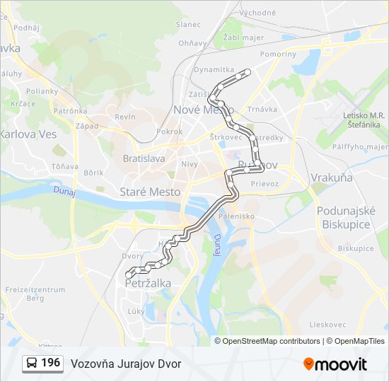 196 bus Line Map