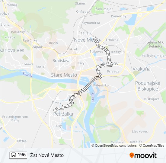 196 autobus Mapa linky