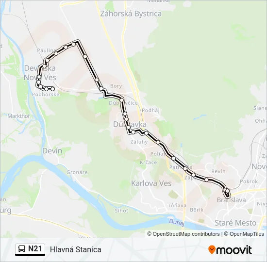 N21 Bus Line Map