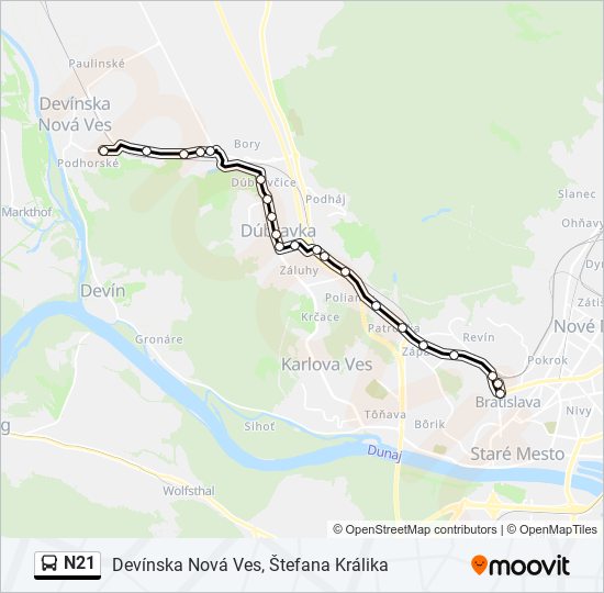 N21 bus Line Map