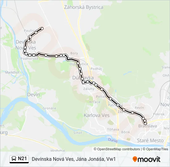 N21 Bus Line Map