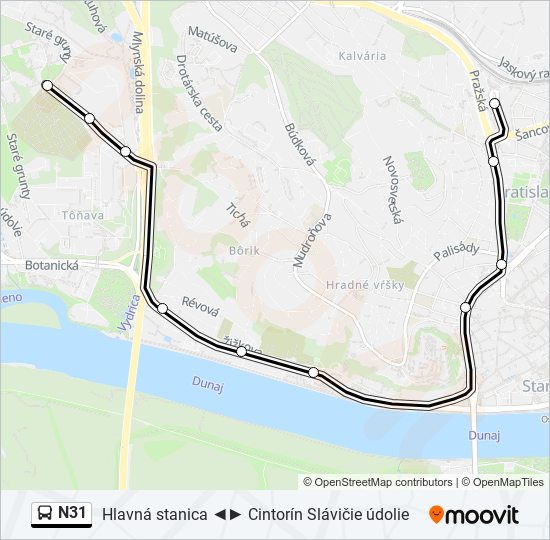 N31 bus Line Map