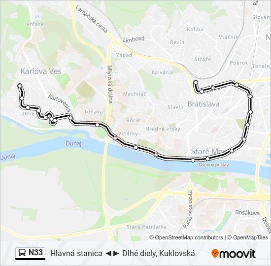 N33 bus Line Map