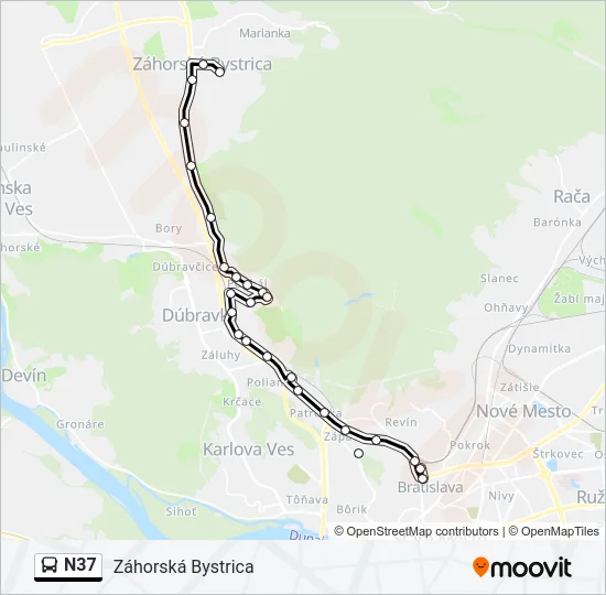 N37 Bus Line Map