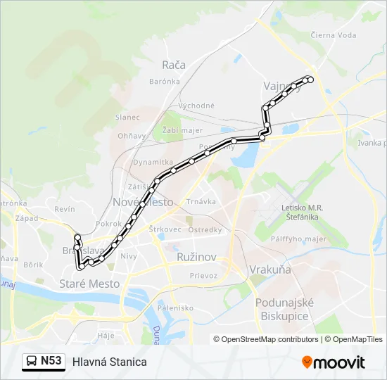N53 Bus Line Map