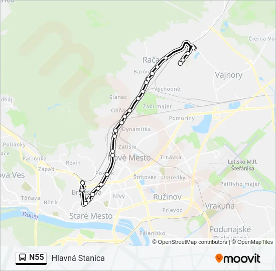 N55 Bus Line Map
