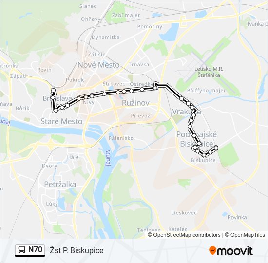 N70 bus Line Map