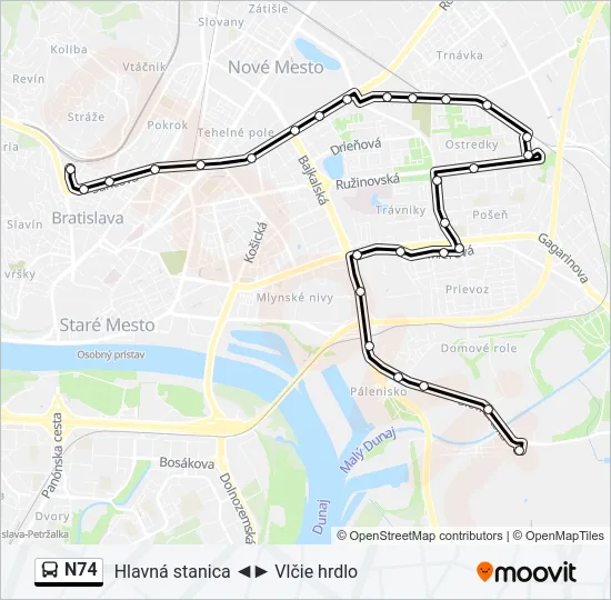 N74 Bus Line Map