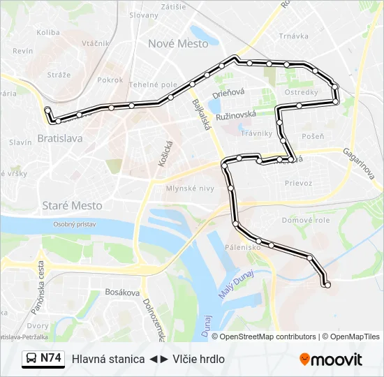 N74 Bus Line Map