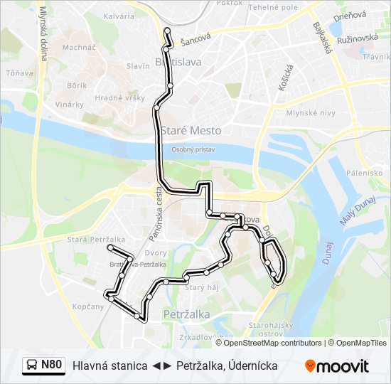 N80 bus Line Map