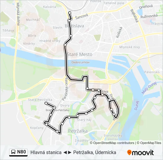 N80 Bus Line Map
