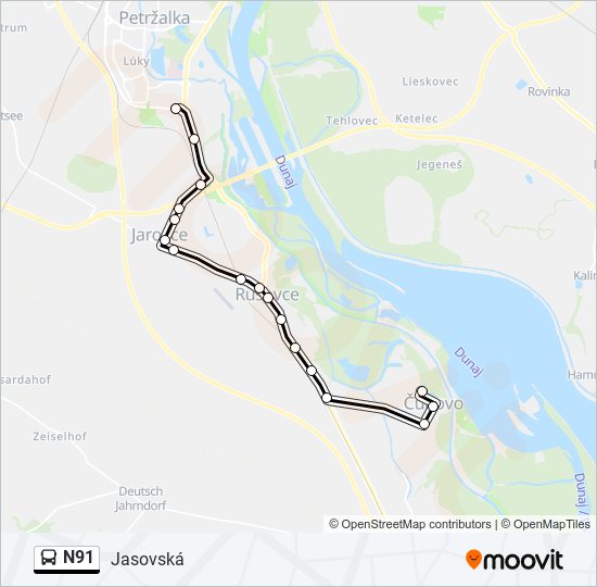 N91 bus Line Map