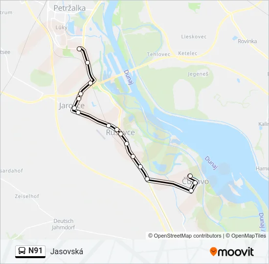 N91 Bus Line Map