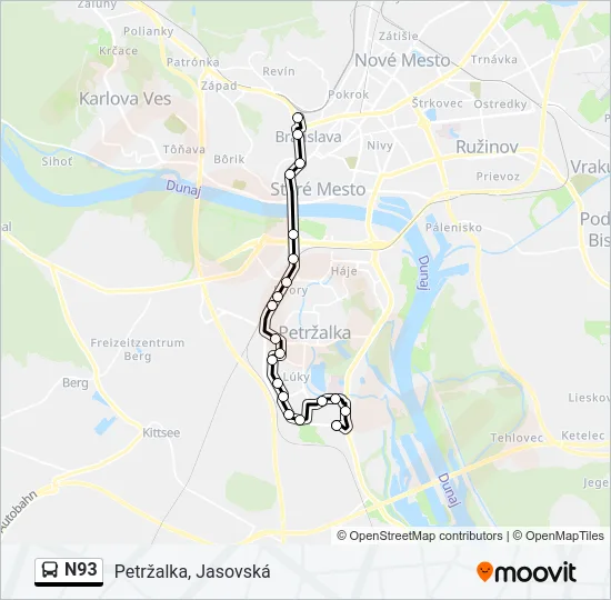 N93 Bus Line Map