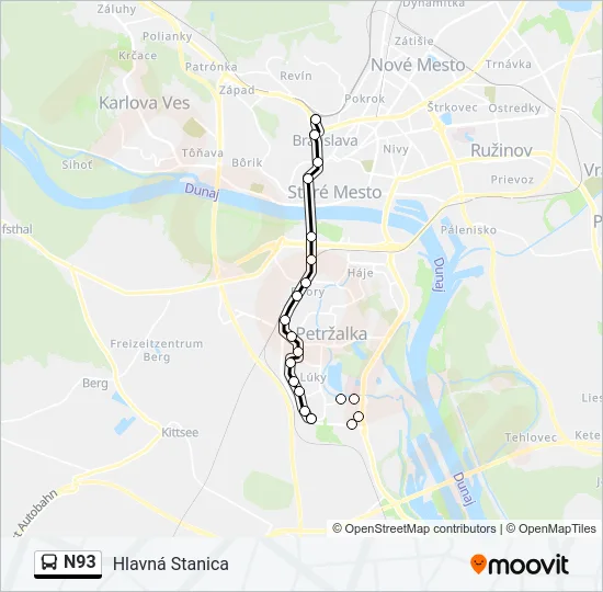N93 Bus Line Map