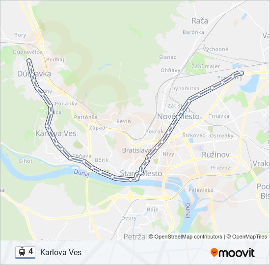 4 električka Mapa linky