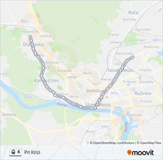 4 električka Mapa linky