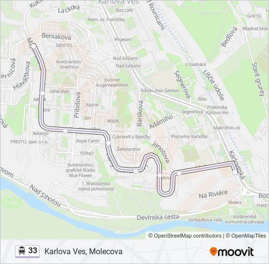 33 Trolleybus Line Map