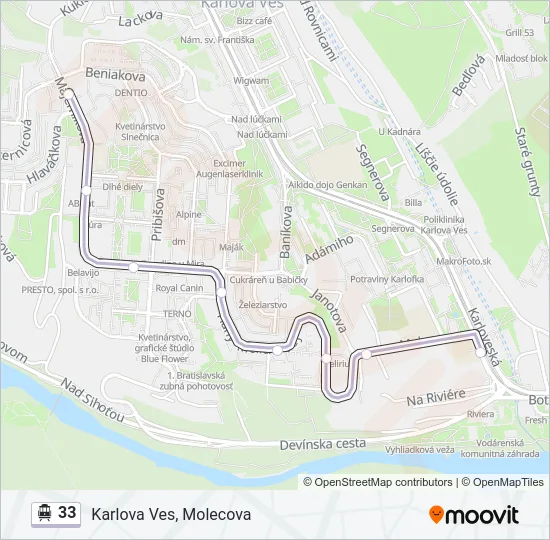33 Trolleybus Line Map