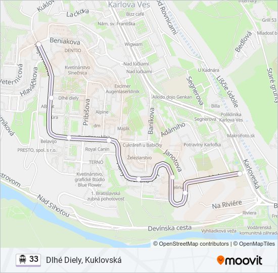 33 Trolleybus Line Map