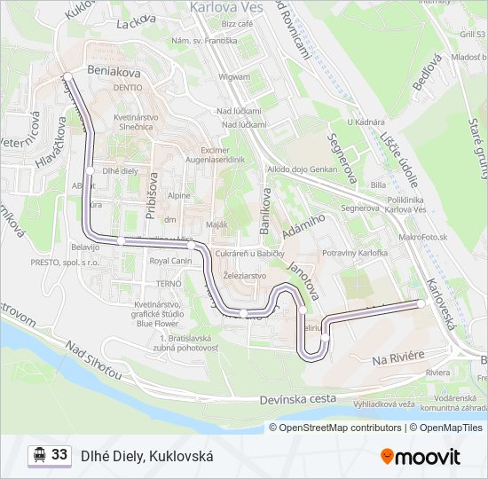 33 trolleybus Line Map