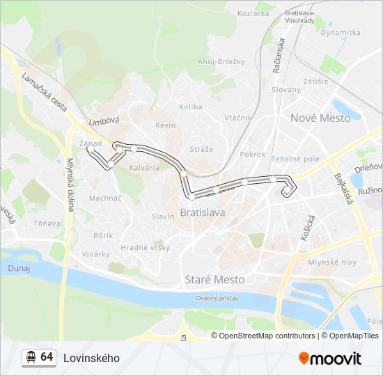 64 Trolleybus Line Map