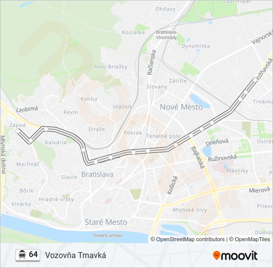 64 Trolejbus Mapa linky