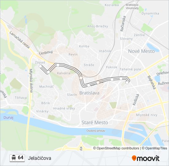 64 Trolleybus Line Map