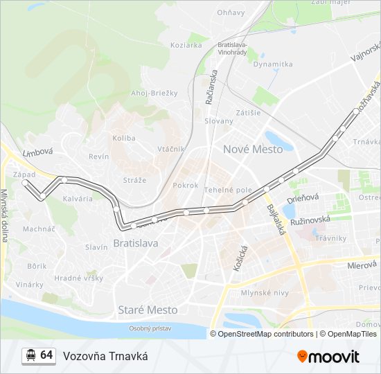 64 trolleybus Line Map