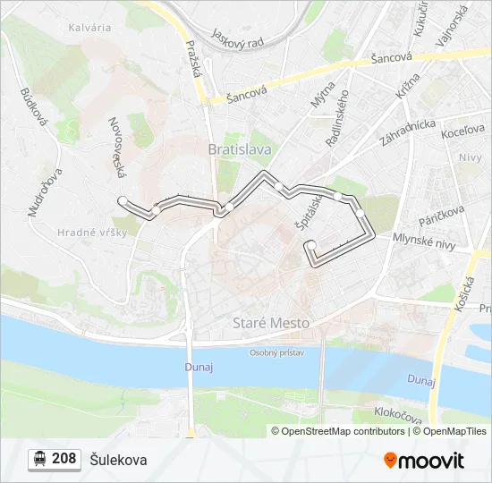 208 Trolleybus Line Map
