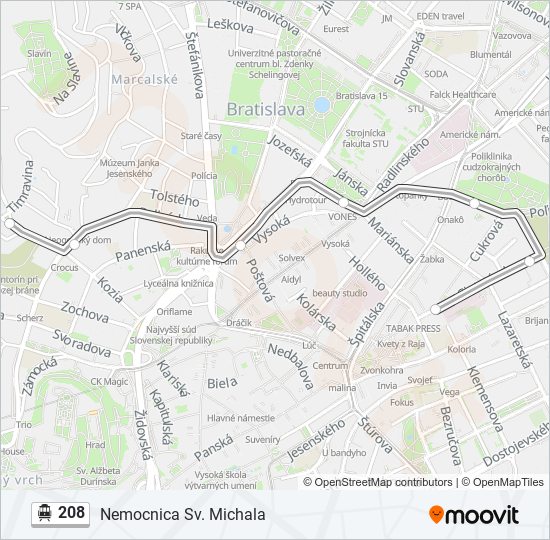 208 Trolleybus Line Map