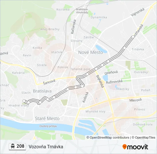 208 Trolleybus Line Map