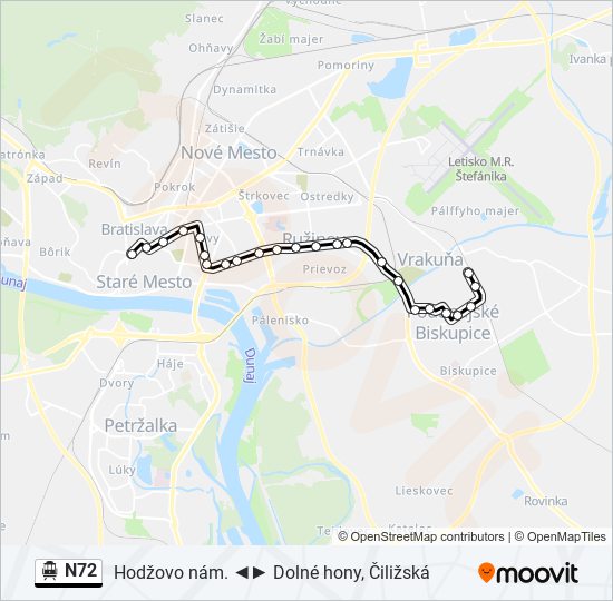 N72 trolleybus Line Map
