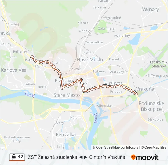 42 Trolleybus Line Map