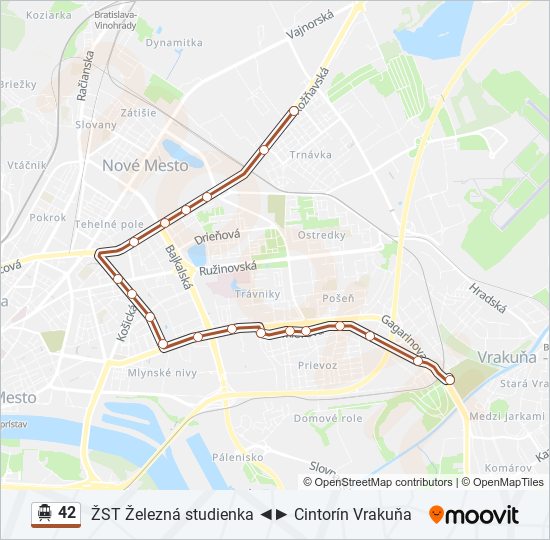 42 Trolleybus Line Map