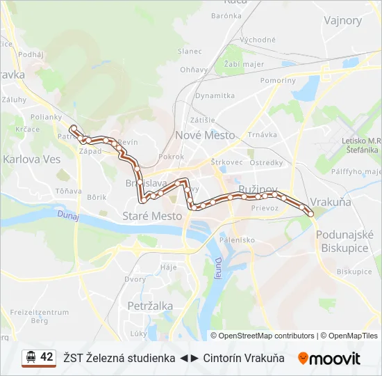 42 Trolleybus Line Map