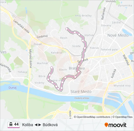 44 Trolleybus Line Map