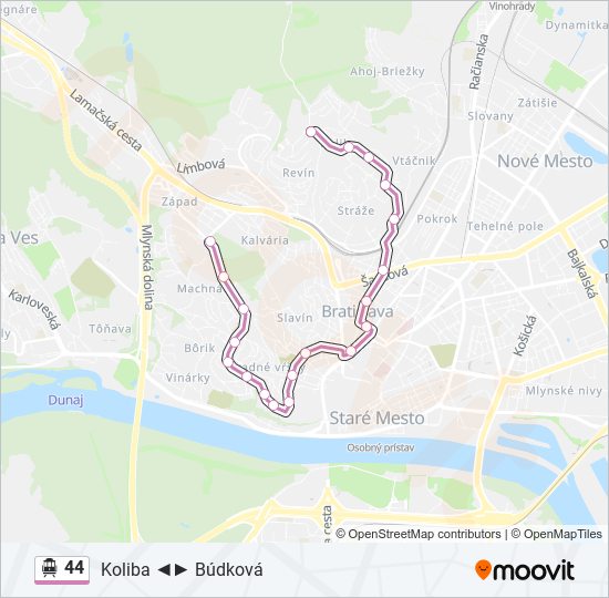 44 Trolleybus Line Map