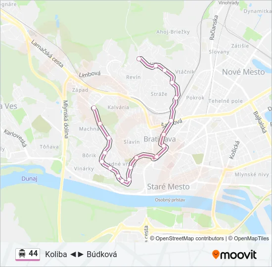 44 Trolleybus Line Map