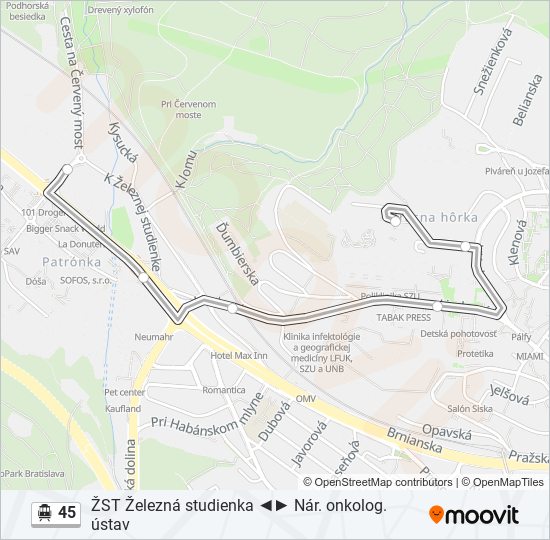 45 Trolleybus Line Map