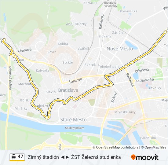 47 Trolleybus Line Map