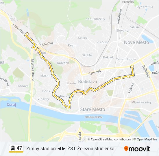 47 Trolleybus Line Map