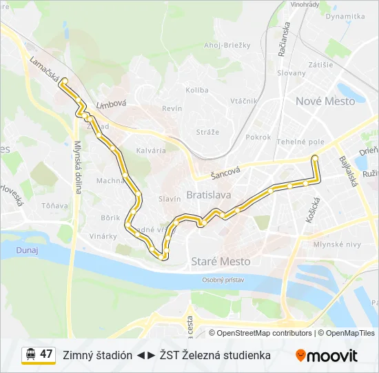 47 Trolleybus Line Map