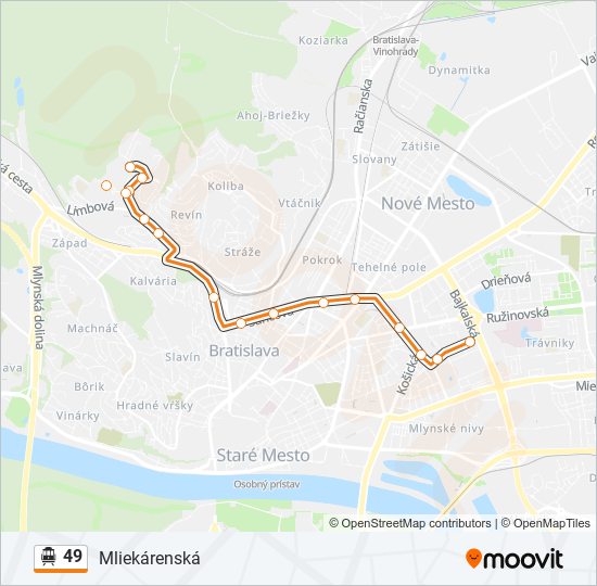 49 Trolleybus Line Map