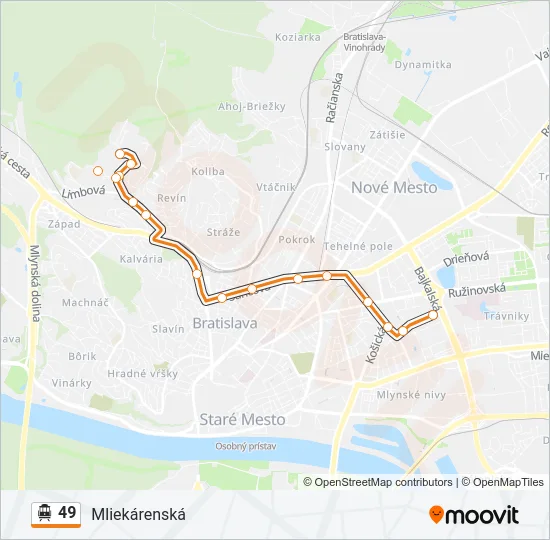 49 Trolleybus Line Map