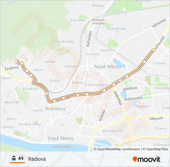 49 Trolleybus Line Map