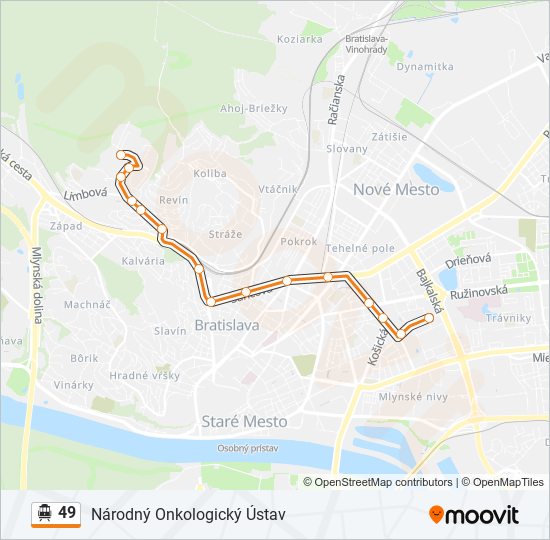 49 Trolleybus Line Map